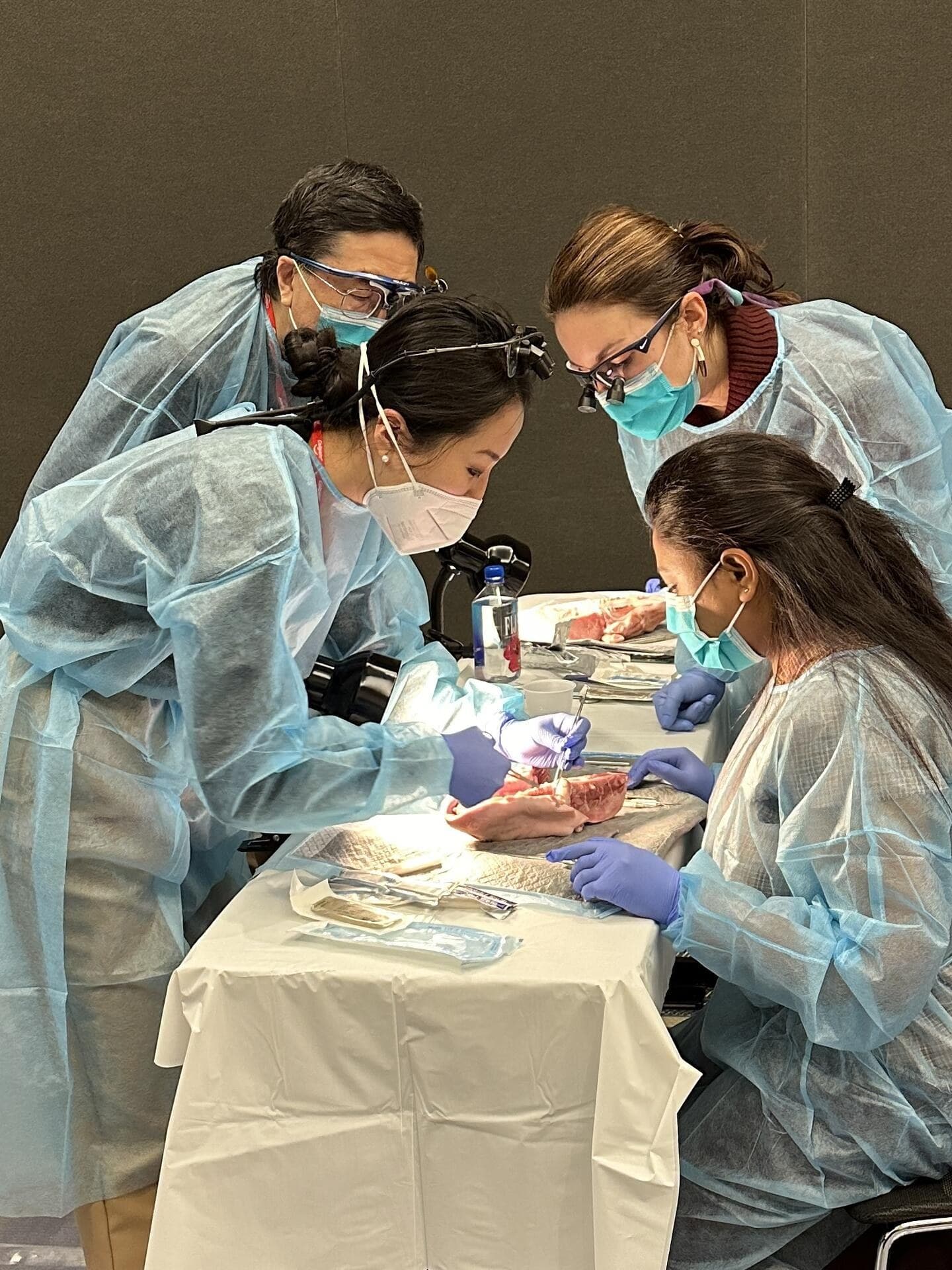 View photograph 5 of 7: Dr Alice Whang demonstrating a surgical technique to workshop participants